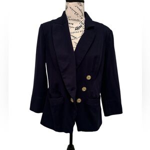 CABI  Nautical Blazer Navy Double Breasted Gold Button Size 8